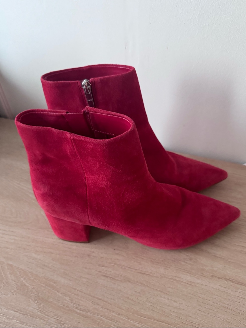 Marc Fisher Red Suede Pointed Toe Ankle Booties